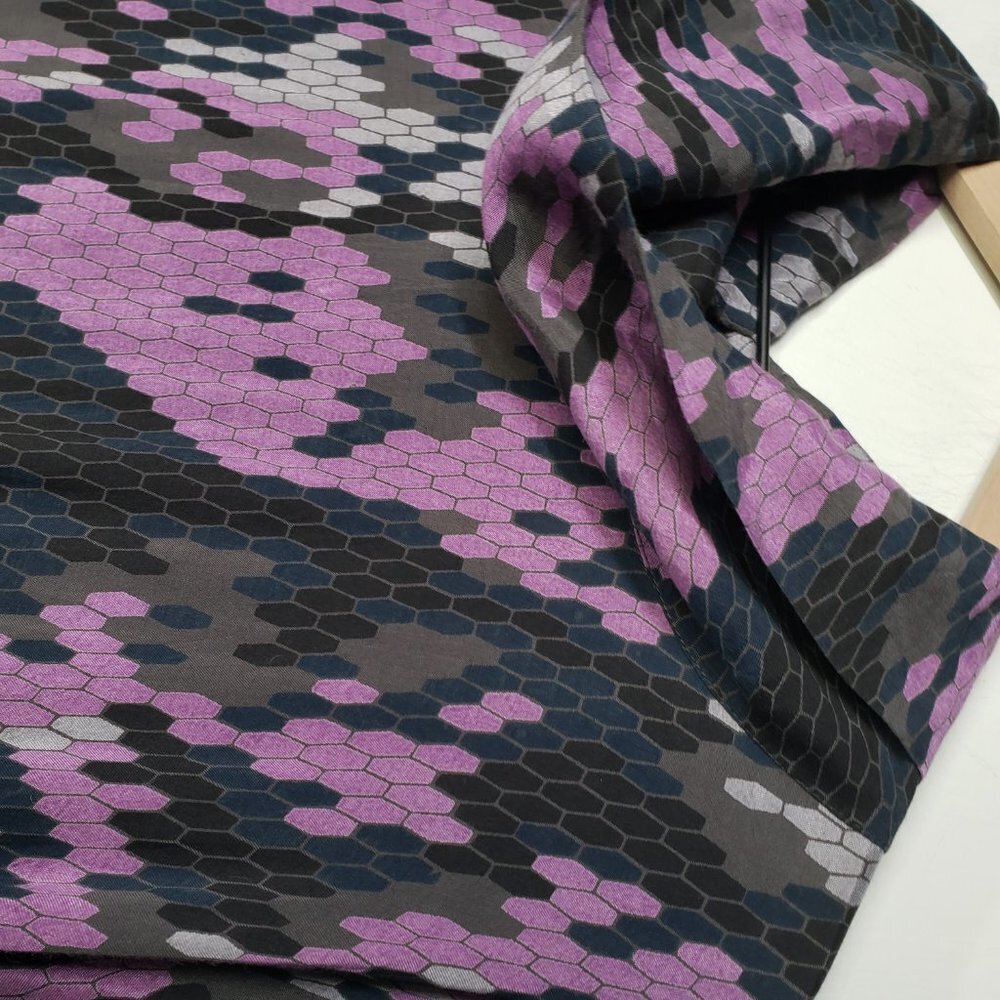 Masai Drawstring Bubble Hem Tunic Dress Lagenlook S‎ Grey Purple Black Artsy - Picture 13 of 13
